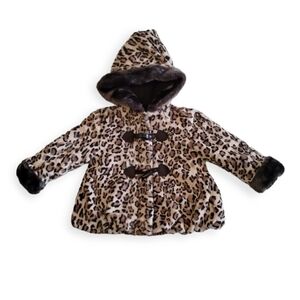 Rothschild Baby Girls Leopard Print Faux Fur Coat Size 12 mths